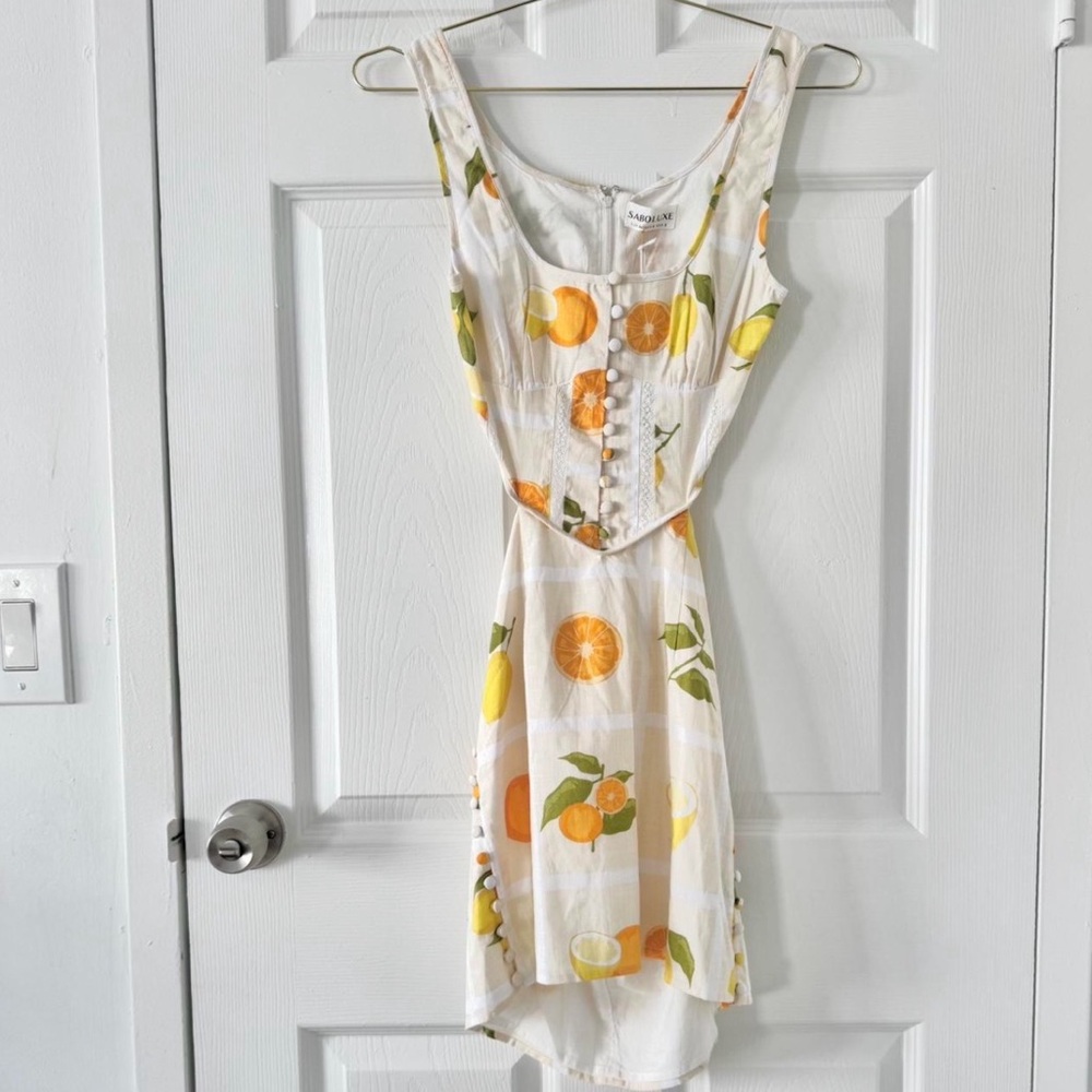Sabo Skirt Citrus Print Portofino Mini Dress XS